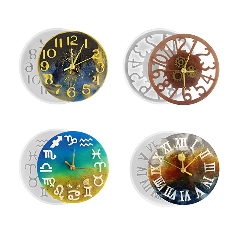 

DIY Epoxy Mold 4 Clock Ornament Silicone Mold Round Clock Mirror Surface Resin Mold Decoration Making Epoxy Mold