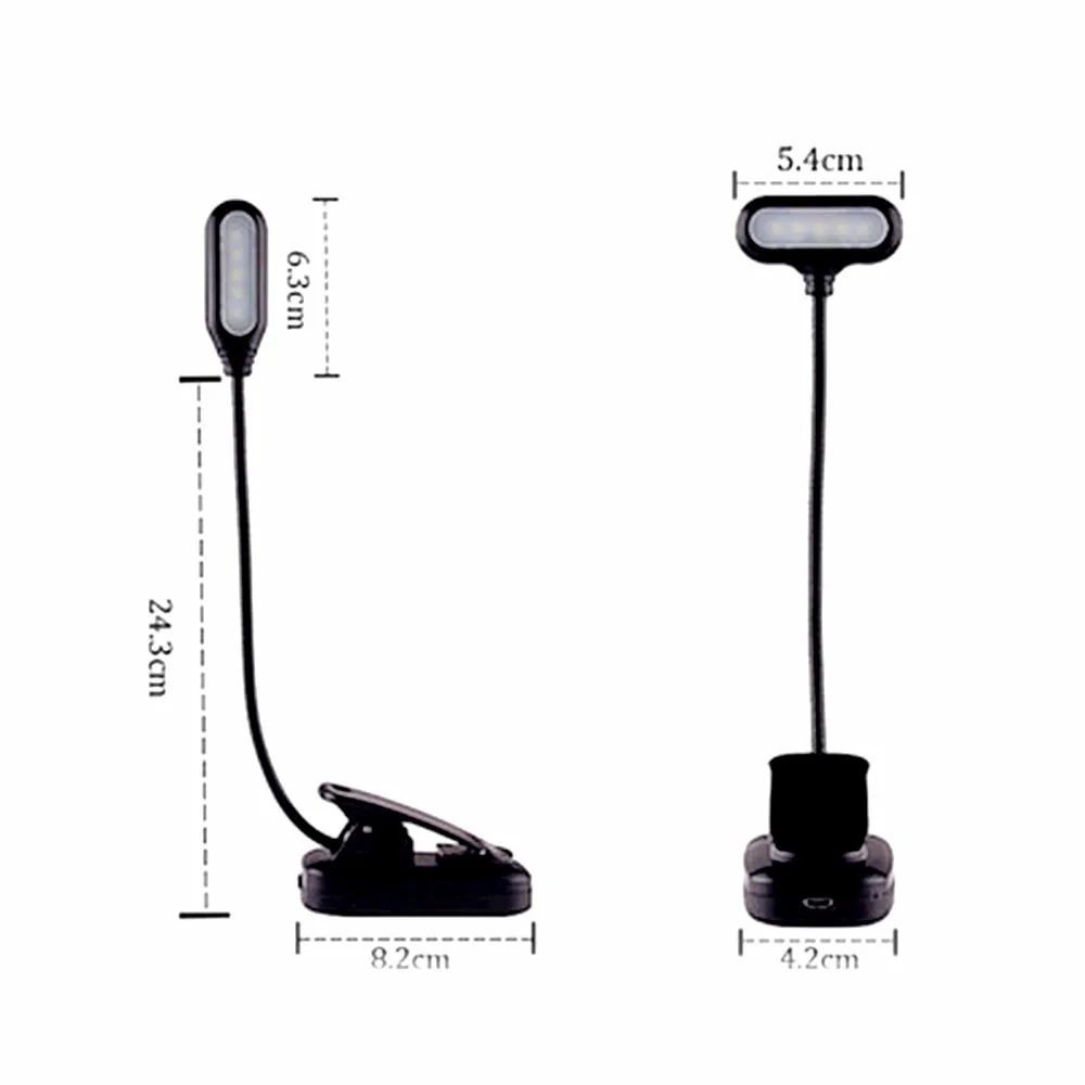 7 светодиодный светильник с зажимом перезаряжаемый прикроватный для чтения