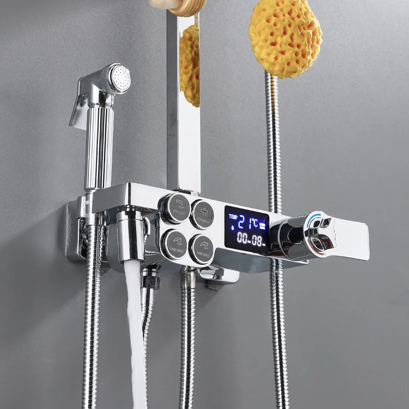 Bathroom Faucets Brass Chrome Shower Set Wall Mounted Digital Mixer Tap Thermostatic Rain Mist Showers Modern Water | Обустройство
