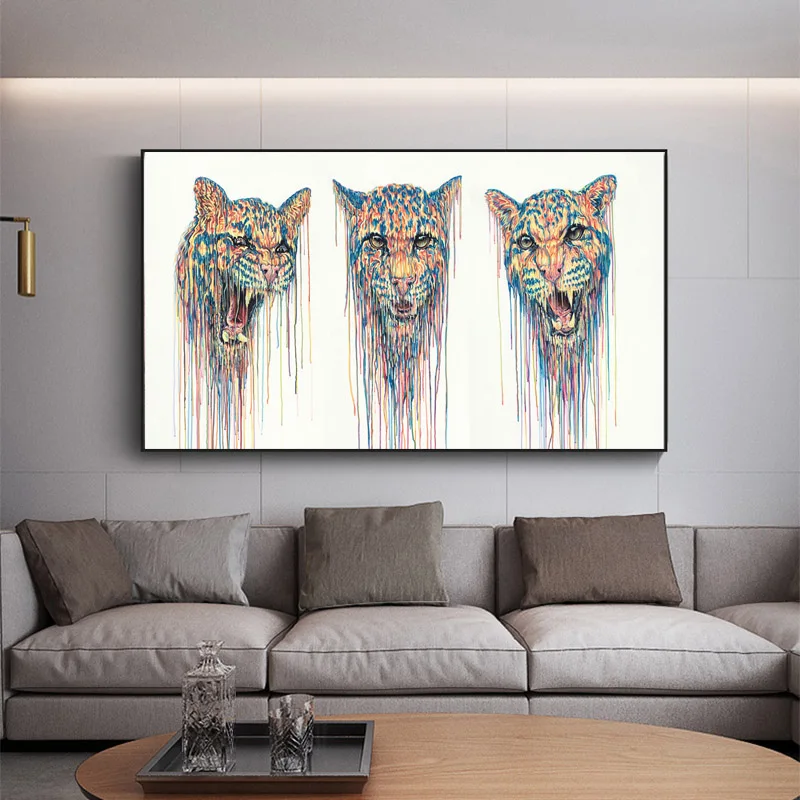 Картина маслом на холсте с изображением животных Leopards акварель современное