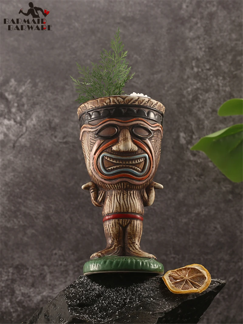 

260ml Ceramic Tiki Mug Creative Porcelain Beer Wine Mug Cup Bar Tool