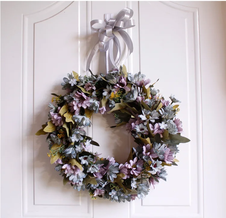 

35cm Thanksgiving Daisies Artificial Flowers Welcome Wreath Door Ornaments Christmas Party Wedding Home Decoration