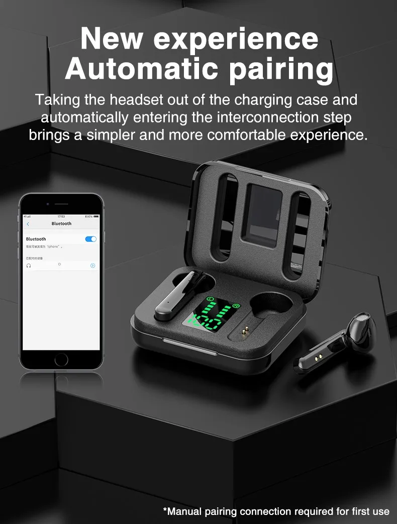 

Bluetooth Wireless Headphones Touch Control LED Display Bluetooth 5.0 Gaming Sports Waterproof Earphones Earbuds