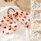 Резинка для волос женская, атласная, с принтом в виде сердца