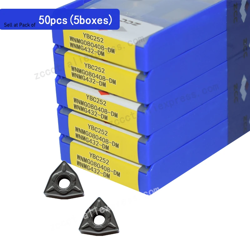 

50pcs ZCC Carbide inserts WNMG080412-DM YBC252 WNMG 080412 DM cnc turning tool cutter plate WNMG080412DM For Steel