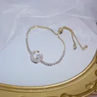 Женский браслет-цепочка с кристаллами, золотого цвета