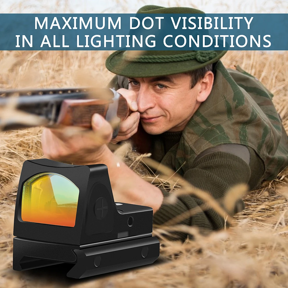 Mini RMR Red Dot Sight Collimator Glock Reflex Scope fit 20mm Weaver Rail for Airsoft Hunting Rifle Scopes Adjustable | Спорт и