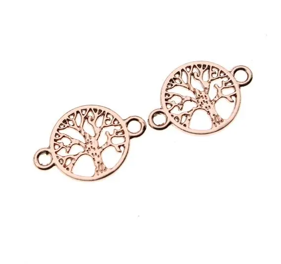 rose gold 20 шт./лот очарование в виде Древа Жизни для изготовления ювелирных изделий, браслет, ожерелье, соединители, концевые застежки, подходят для самостоятельного изготовления ювелирных изделий ручной работы Z799 - Цвет: rose gold