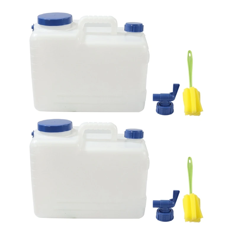 

2X Outdoor Camping Travel Car Water Bucket Water Carrier Canister with Water-Tap & Leak Proof Lid 15L