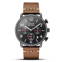zivok top brand fashion design 4 hands luxury men watches leather strap stainless steel bezel automatic mechanical watch