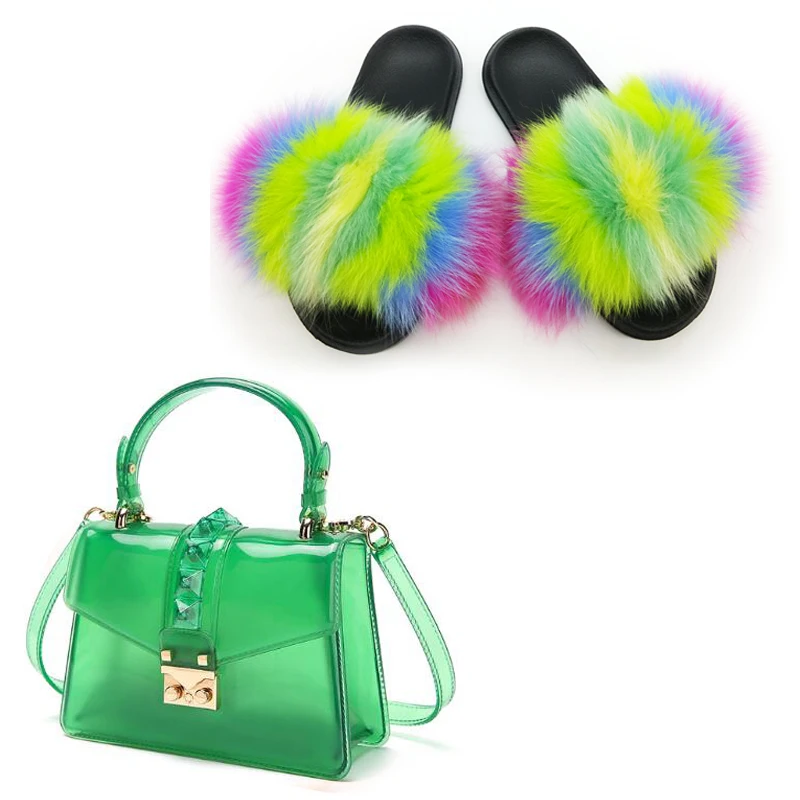 Для женщин из натурального меха лисы для ПВХ конфеты сумка через плечо Радужная