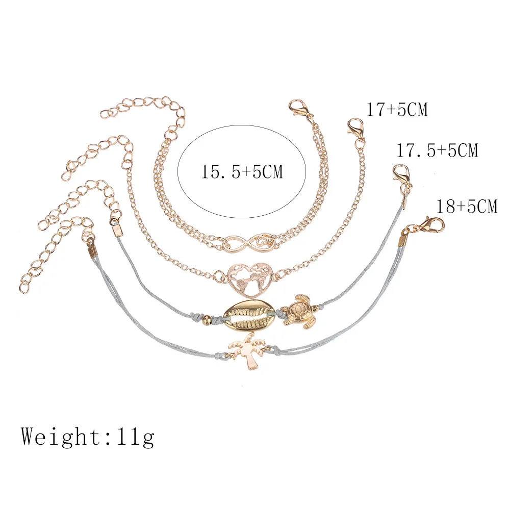 4 шт./компл. простые цифровые карта мира панцирь черепахи ручной браслет браслеты