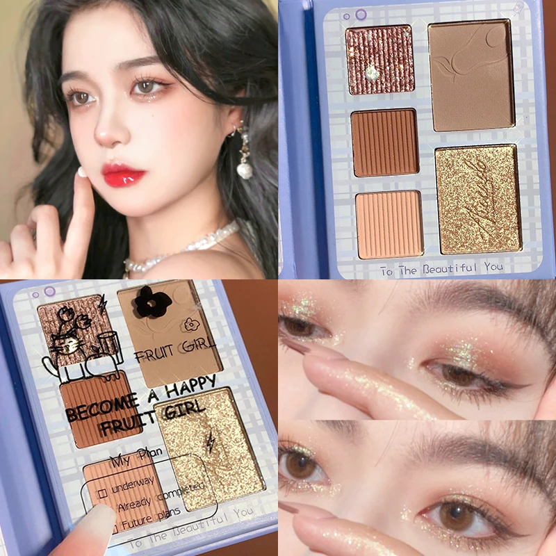 5 цветов Палитра теней для век блестящие матовые мерцающие тени стойкие