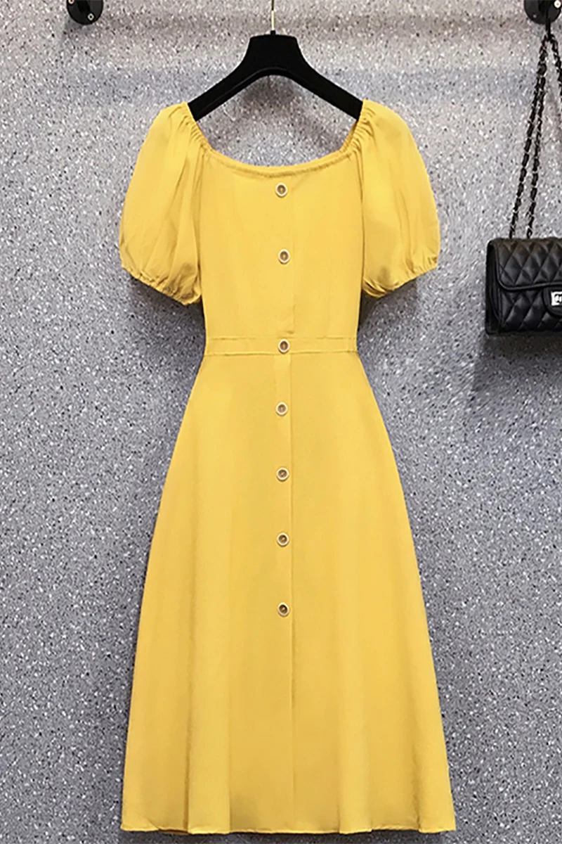 

Womens Plus Size L-4XL Long Dress Black Yellow XXXL 3XL XXXXL Summer Elegant Vintage Retro Cocktail Party Dresses For Lady Woman