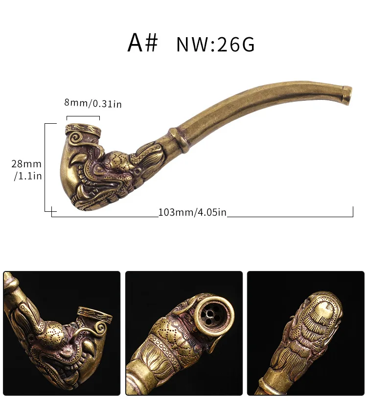 

Copper cigarette Holder Metal Head Handmade Removable Easy Chinese dragon Cleaning Holders for Standard Cigarette