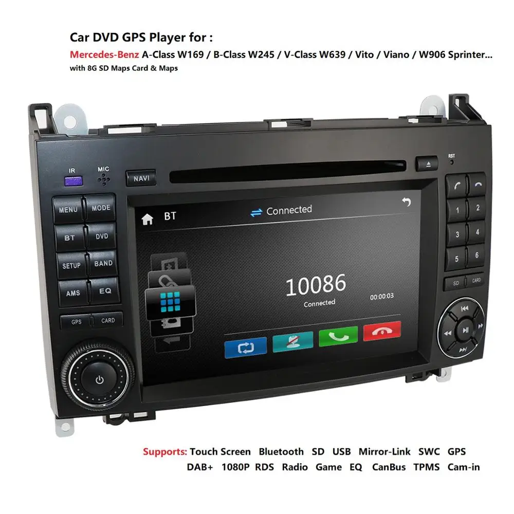 2din автомобильное радио для машины DVD мультимедиа для Mercedes Benz A-Class W169 B-Class W245 B200 V-Class W639 Vito Viano W906 Sprinter 2500