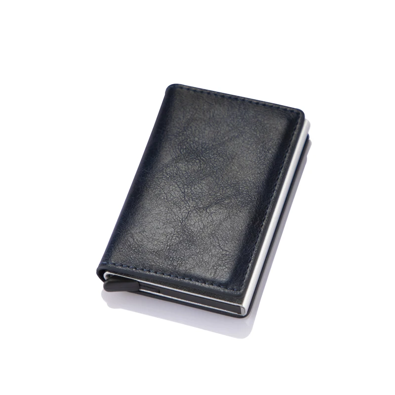 new men women smart wallet credit bank card holder fashion purse aluminum alloy business casual mini wallet brand pu purse free global shipping