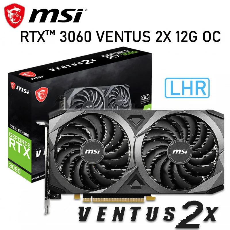 

Видеокарта MSI GeForce RTX 3060 VENTUS 2X 12G OC GDDR6 12 Гб 4,0 бит PCI Express 3060 16X 8pin RTX видеокарта DisplayPort