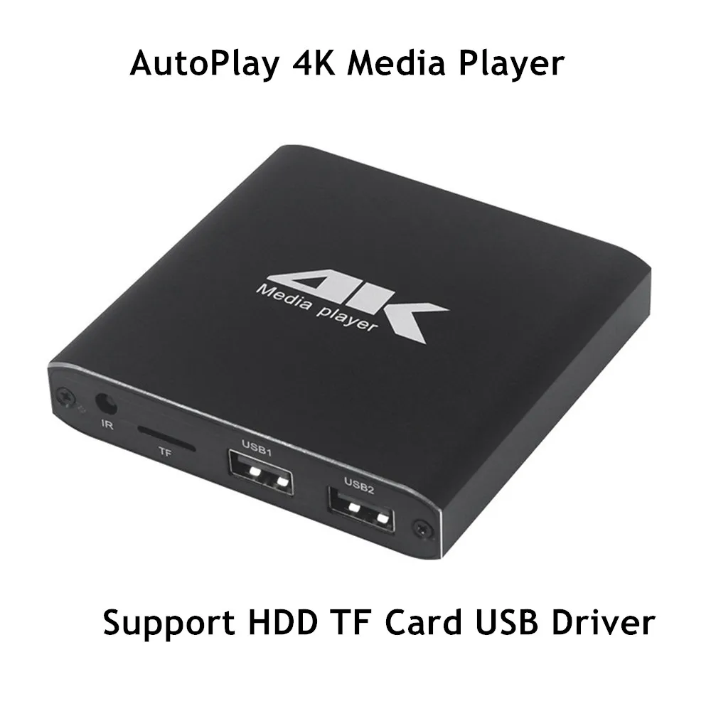 Металлический Мини-медиаплеер Autoplay Full HD 4K с поддержкой карт Micro SD TF USB-накопителя