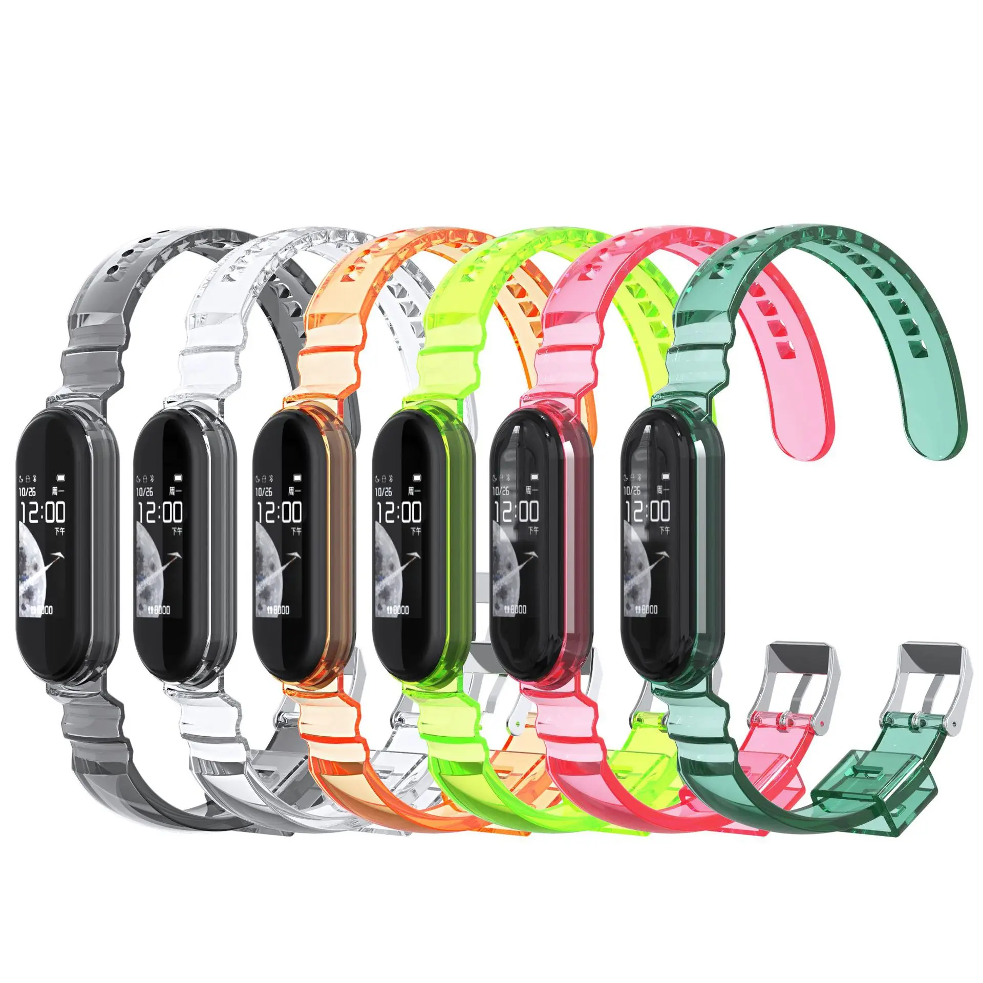 

For Xiaomi Miband 3/4/5 Transparent Strap Fashion MultiColour Bracelet High Quality TPU Wrist Strap For Miband 5 4 3