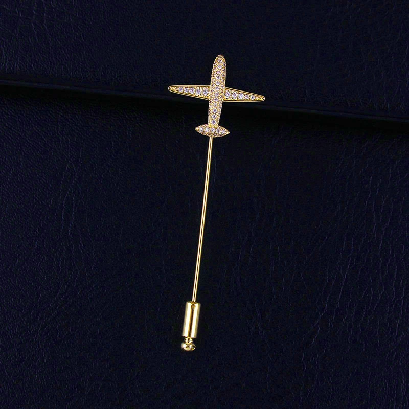 CHUKUI Брошь-булавка булавки кубический цирконий броши в форме самолета для одежды