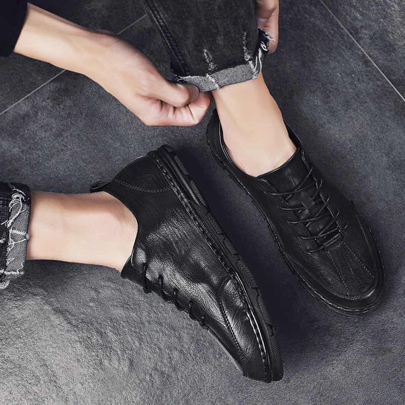 

Leather Men Shoes Fashion Oxford Shoes Man Breathable British Style Male lace up Leather Male Cool Young Man Fashion Sneakers