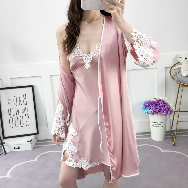 Кружевной Халат и платье подружки невесты кимоно Женские топы блузки банный