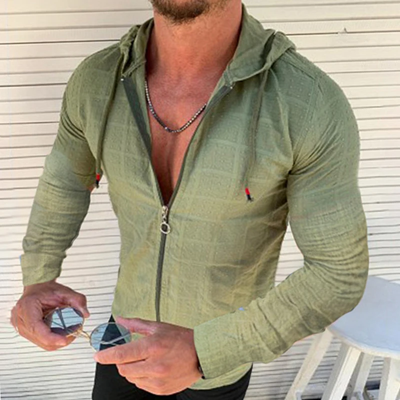 Модная толстовка с длинными рукавами на молнии Мужская одежда осенняя