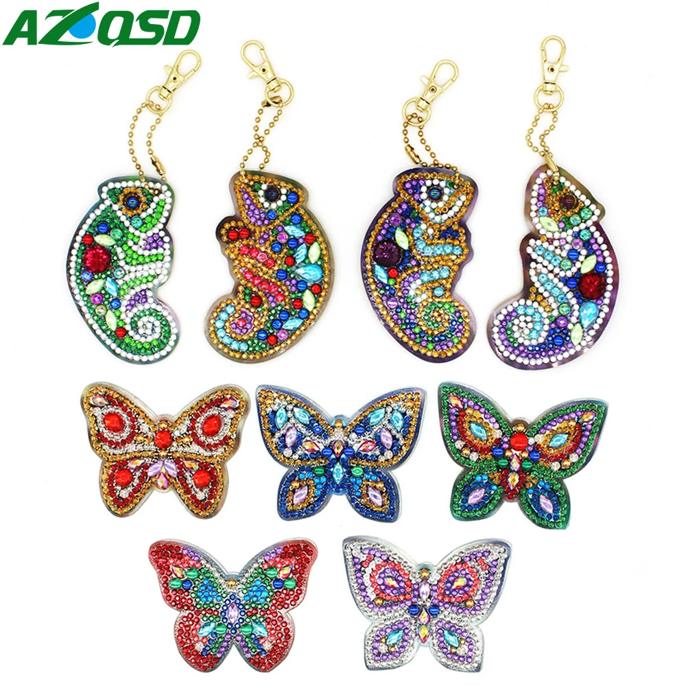 

AZQSD 2019 новый специальный полностью сверлильный брелок с алмазной вышивкой, сумка для ключей с алмазной мозаикой и крестиком