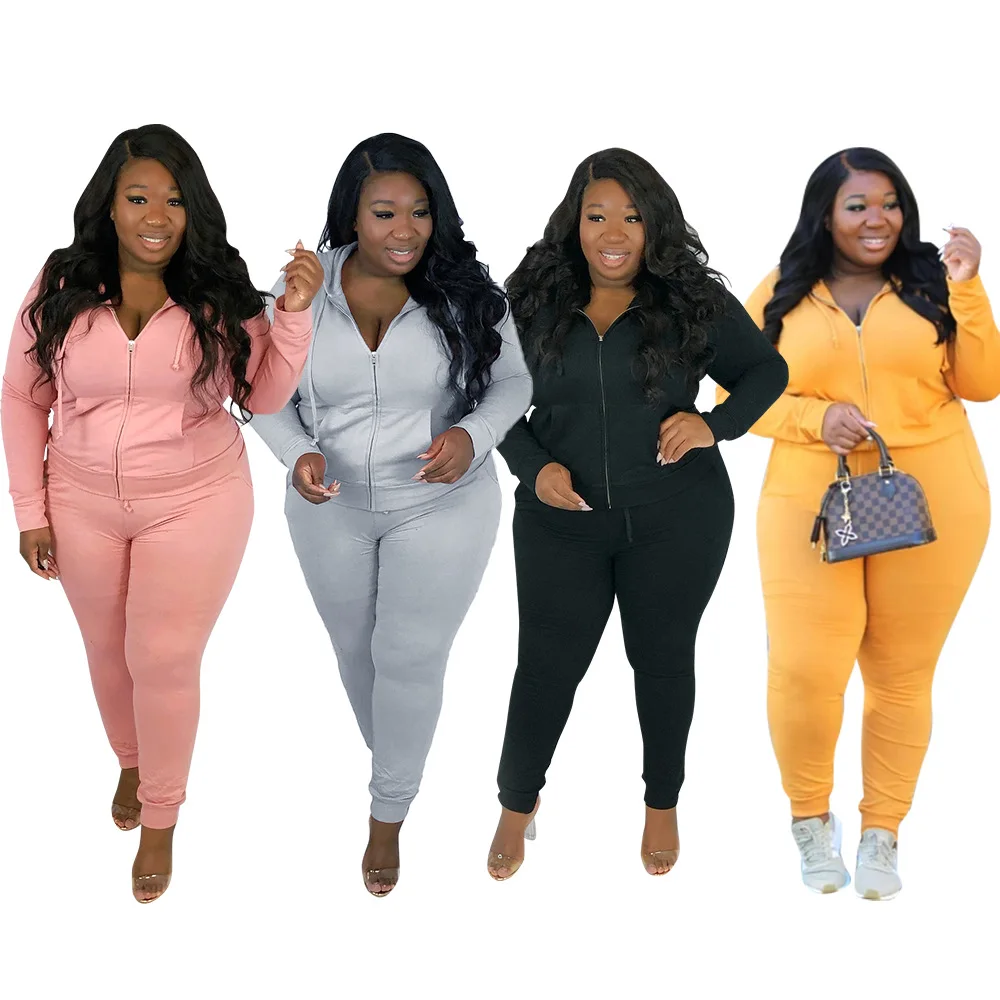 

Женский однотонный тренировочный костюм, модный топ с воротником с капюшоном и длинными рукавами + повседневные спортивные брюки, наряд с к...