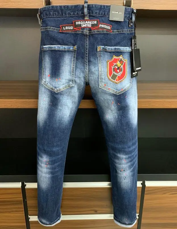 2021 Hot  jeans men Authentic Classic DSQUARED2 Men Jeans Micro-elastic Sewing Paint Fashion Pants Clothing 9705