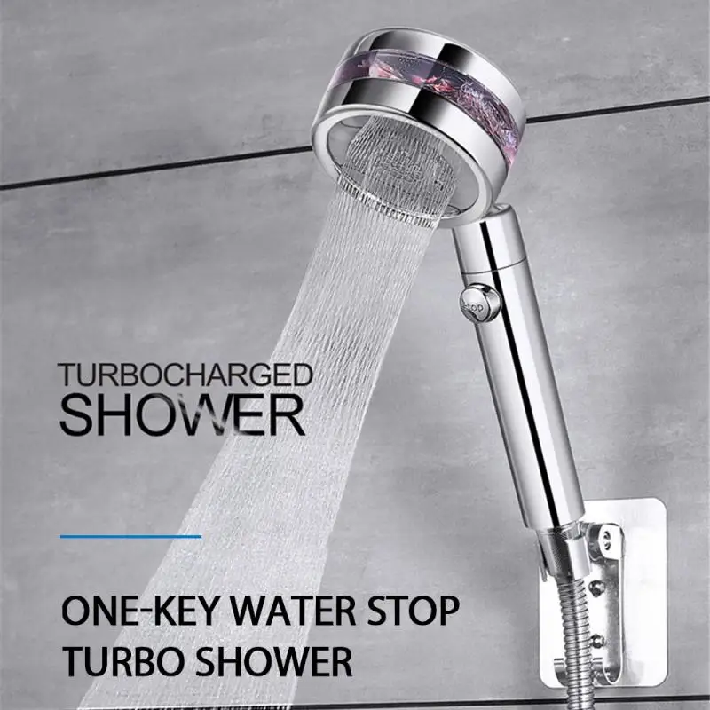3 Mode Adjustable Jetting Turbocharged Shower 8K Mirror Magic Small Waist Water Stop Shaking Head Bathroom Accessories | Обустройство