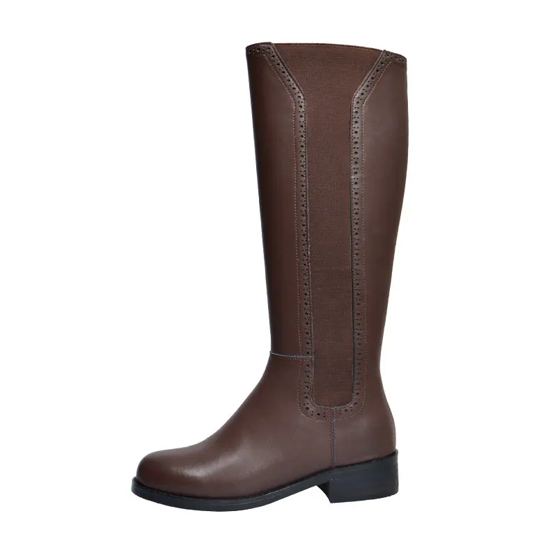 Женские сапоги в западном стиле QUTAA черные до колена из искусственной и кожи на