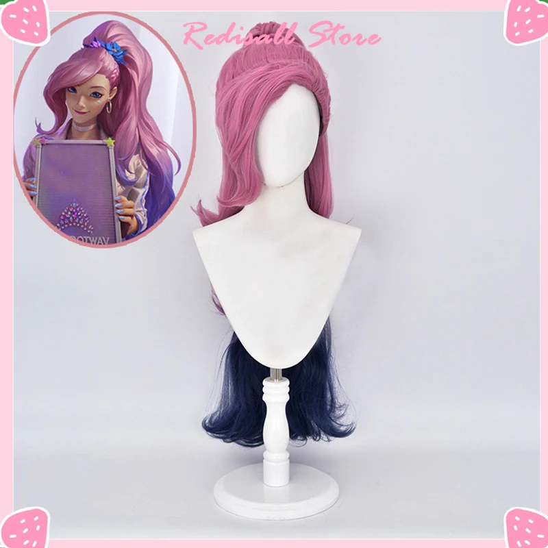70 см парик для косплея Серафин LoL KDA Косплей Фиолетовый Синтетический волос