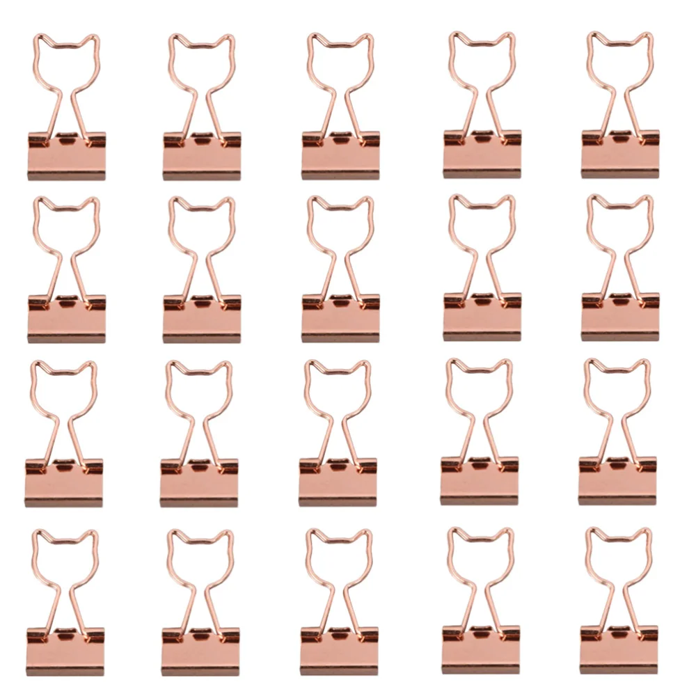 

20Pcs Metal Binder Clips Chic File Clips Office School Binder Clamps (Cat)