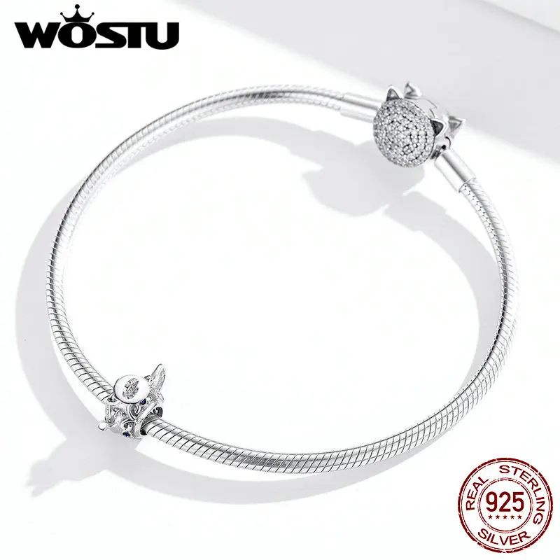 WOSTU 925 пробы серебряные подвески бусины полый чайник подходят для серебряных