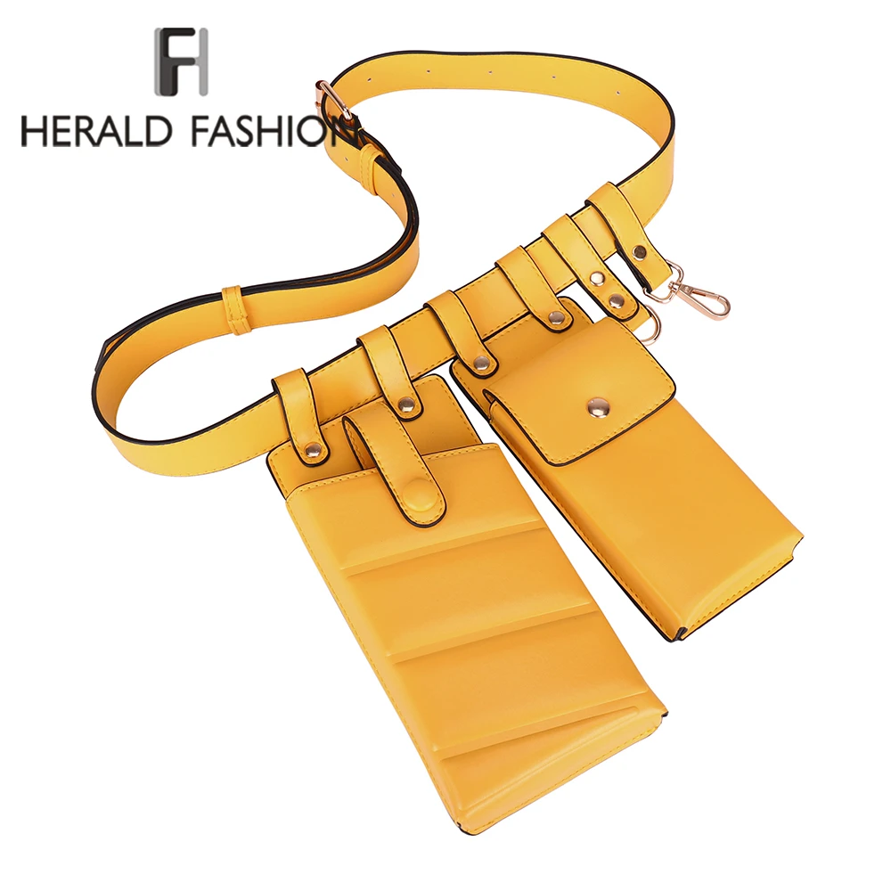 Женская поясная сумка Herald Fashion однотонная нагрудная через плечо из искусственной