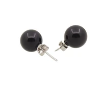 1 pair 10mm black perfect round shell stud earring jewelry mother of pearl