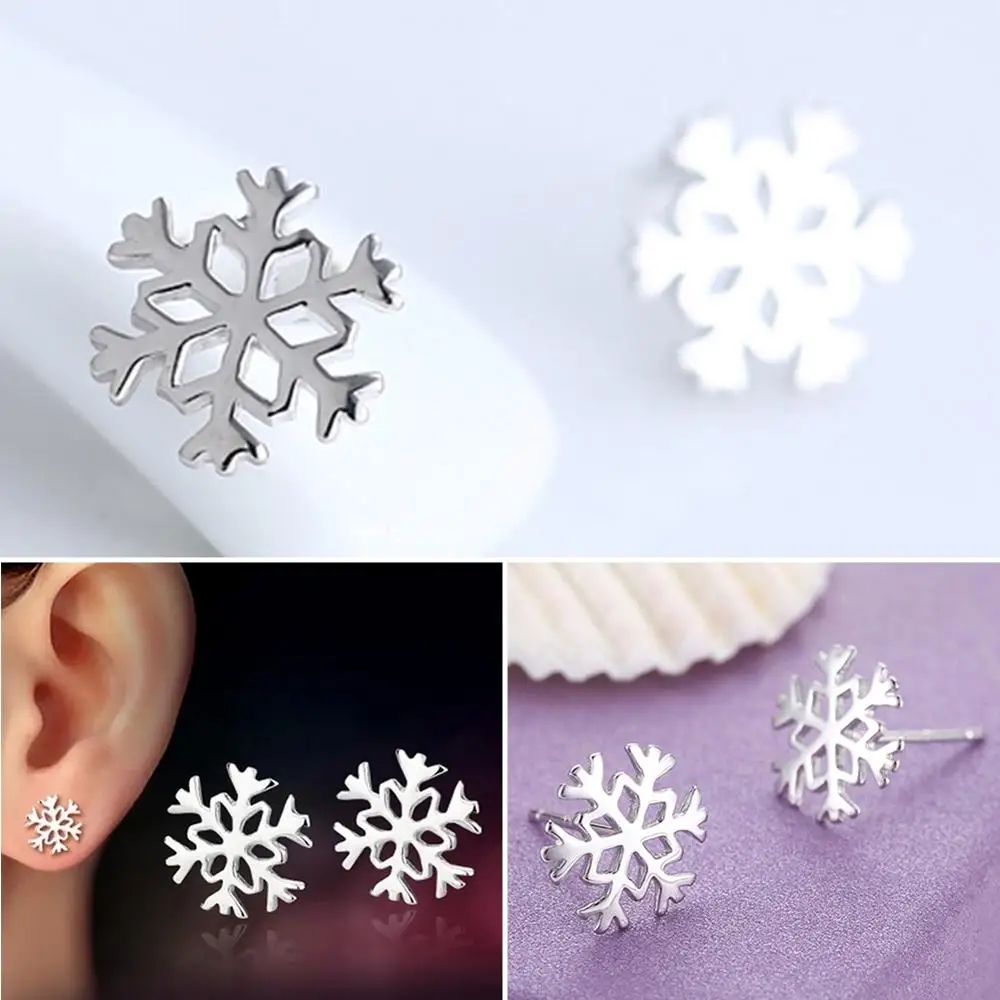 

Temperament Christmas Snowflake Stud Earrings Korean Version of Simple Love Classic Winter Birthday Christmas and New Year Gift