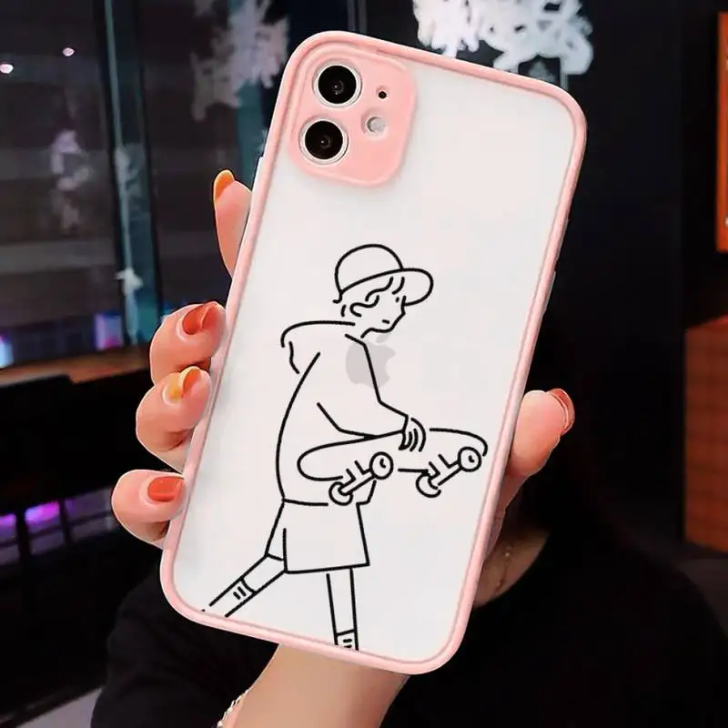 

killer Leon Matilda simple black line Phone Cases Matte Transparent for iPhone 7 8 11 12 s mini pro X XS XR MAX Plus cover funda