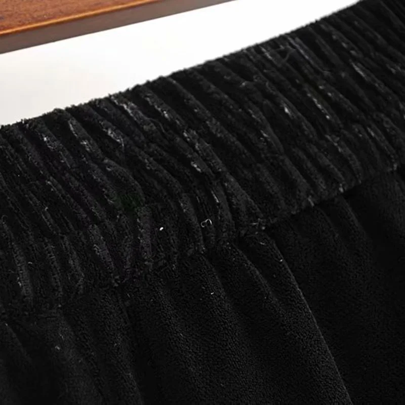 Винтажные элегантные черные бархатные прямые брюки для женщин 2019 модные офисные