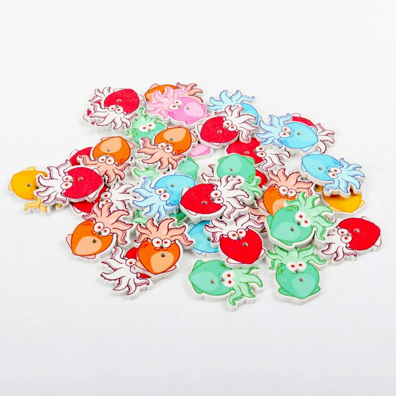 30PCs mixed color Octopus baby Shaped Resin Sewing Buttons Scrapbooking Pattern DIY Crafts Accessories 24x28mm | Дом и сад