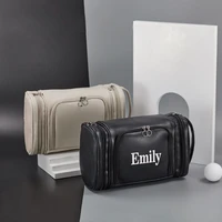 personalized simple toiletry bag pvc waterproof big capacity storage bag custom embroidery dry and wet separation travel makeup