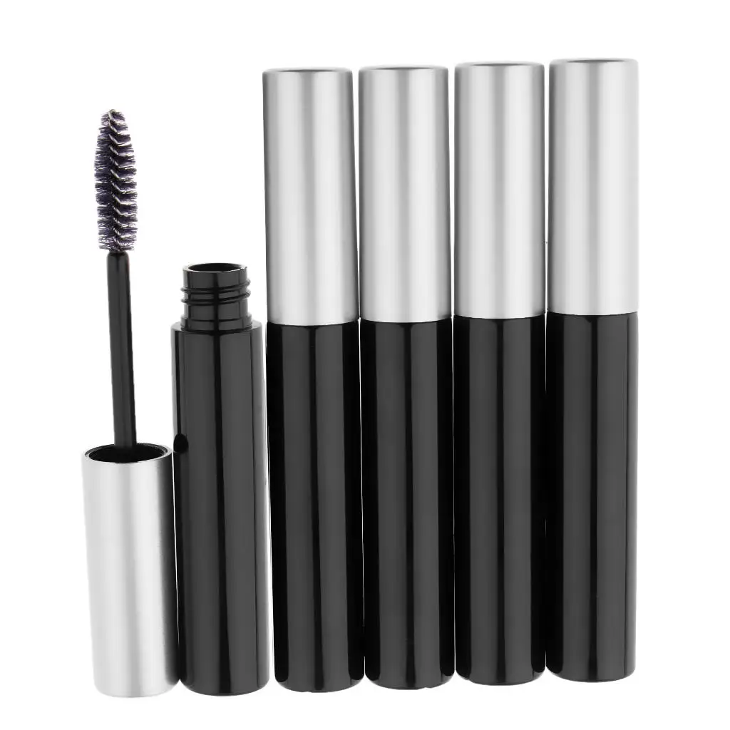 

5 Pieces 10ml Plastic Empty Mascara Eyelash Bottle Liquid Tube Funnels Black