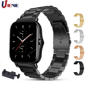 Ремешок из нержавеющей стали для gts2, браслет для Xiaomi Huami Amazfit GTS 2Haylou LS02GTR 42 ммBip Lite, с инструментом