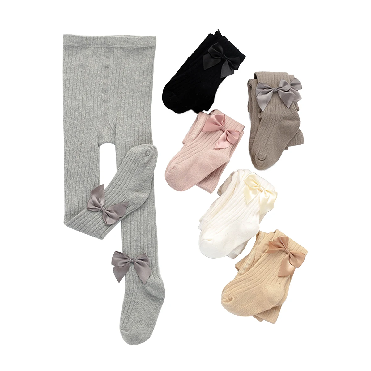 

Kids Infant Baby Girls Cute Bowknot Pantyhose Kids Baby Girls Fashion Solid Ribbed Tights for Party Daily Wear 6M-12Years