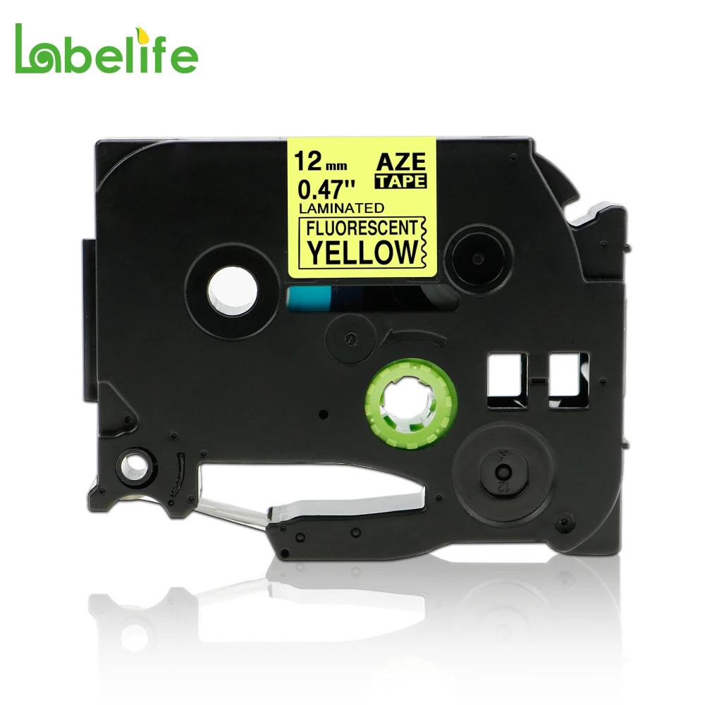 Labelife TZe C31 флуоресцентный черный на желтом Adhensive label tape12mmX5m совместимый с Brother P Touch