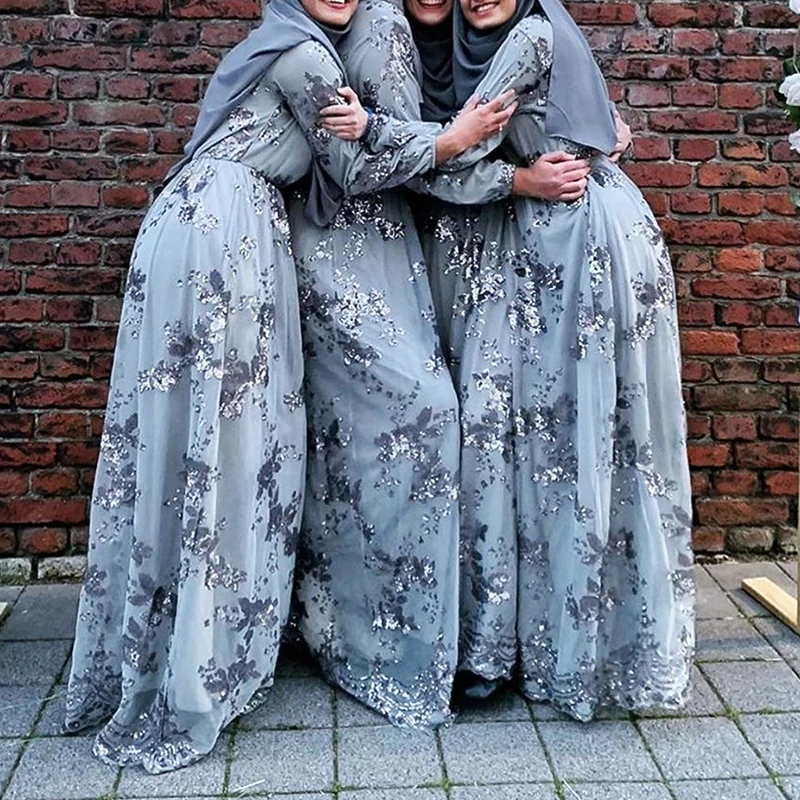 Блестящие Abaya Дубай турецкие платья мусульманское платье женское хиджаб кафтан
