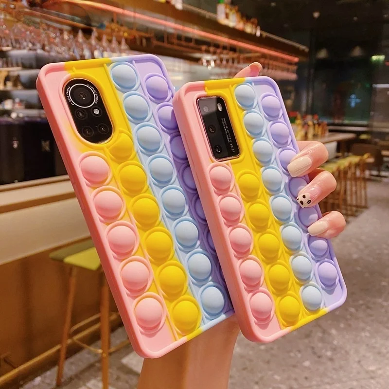 

Push it Bubble Fidget Reliver Stress Phone Case For Xiaomi Poco F3 M3 Mi 10T Lite 11 10 9 8 9T Redmi K40 Note 9 8 Pro 9S 7 Cover