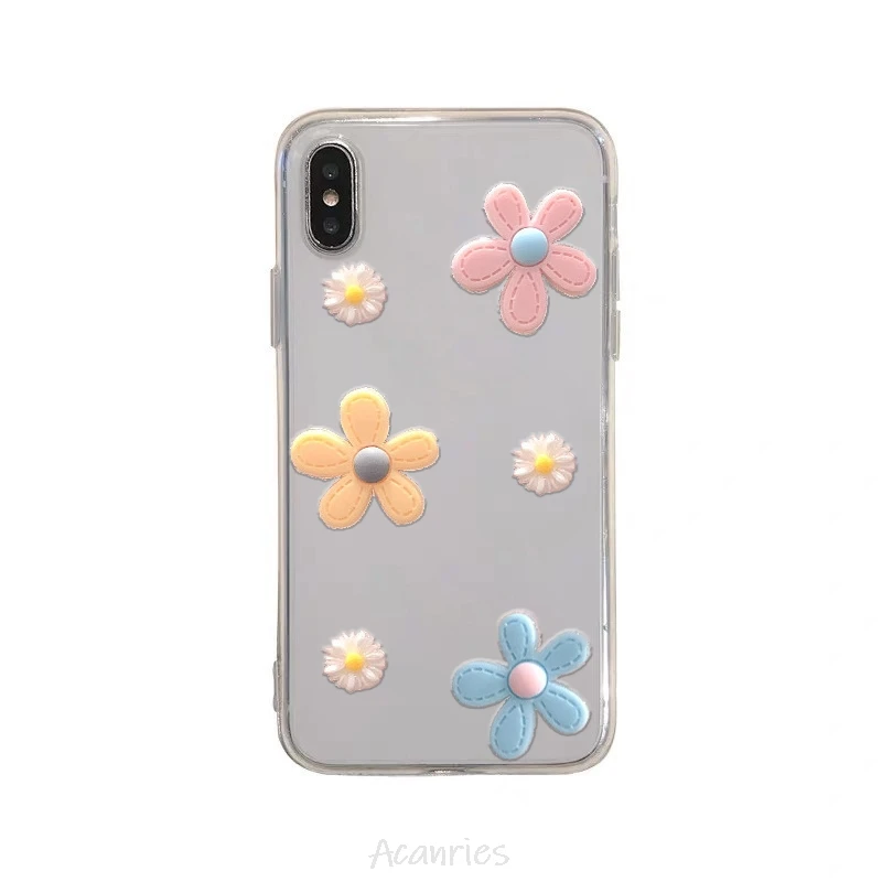 

3d flower case on for huawei honor 30s v30 8x 8A 8C 7x 7s 7a 7c view 20 10 9 8 play lite pro silicone transparent back cover